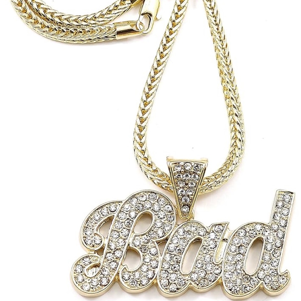 Amazon Gold and Silver Crystal 'Bad' Necklace
